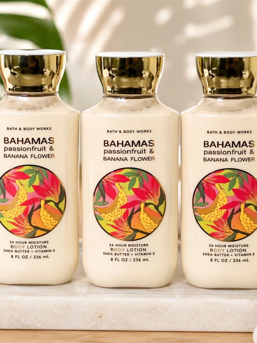 Bath & Body Works Bahamas Passionfruit Banana Flower Lotion Set of 3